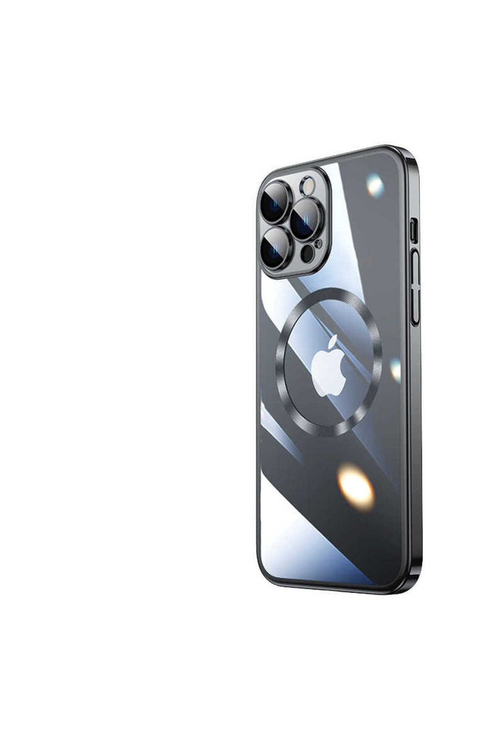 iPhone 14 Pro Uyumlu Wireless Şarj Özellikli Sert PC Zore Riksos Magsafe Kılıf-Gümüş