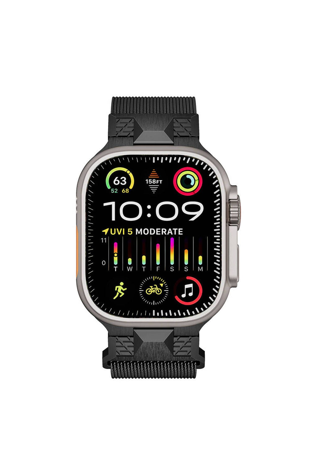 Apple Watch Ultra 49mm Zore KRD-107 Metal Hasır Kordon-Siyah