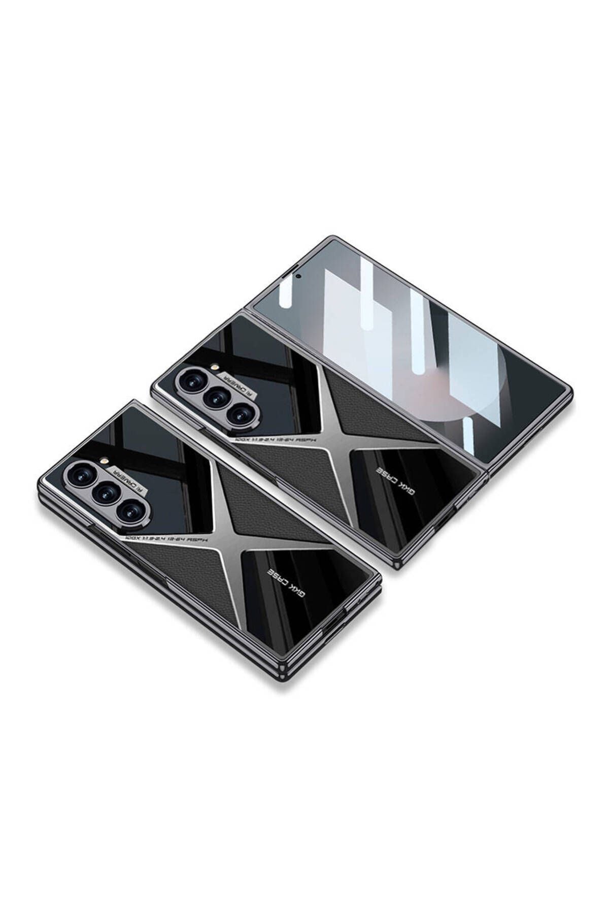 Galaxy Z Fold 6 Kılıf Ultra İnce Kamera Korumalı PC + Deri Arka Yüzey Zore X-Pro Kapak-Titanyum-Gri