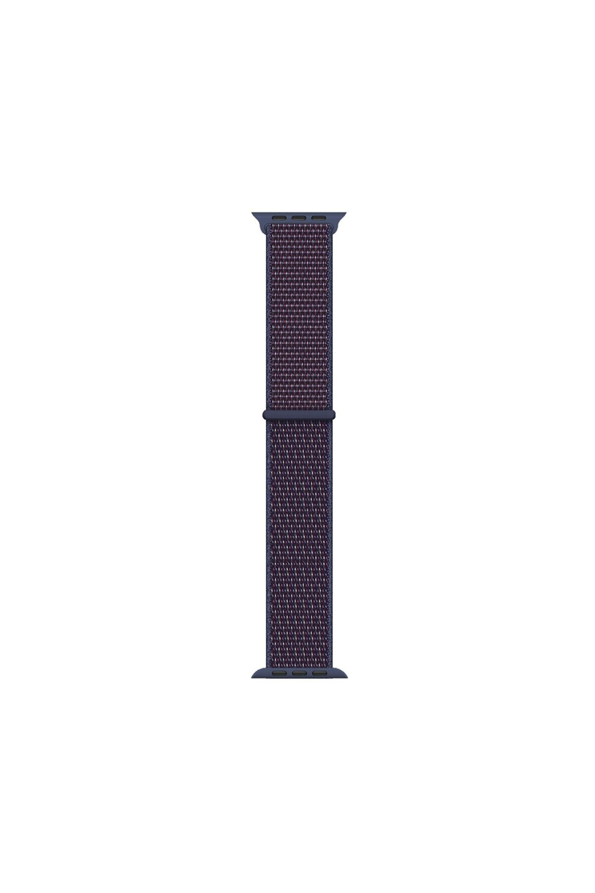 Watch 38mm Kordon Band-03 Serisi Hasır Strap Kayış-Kırmızı-Siyah