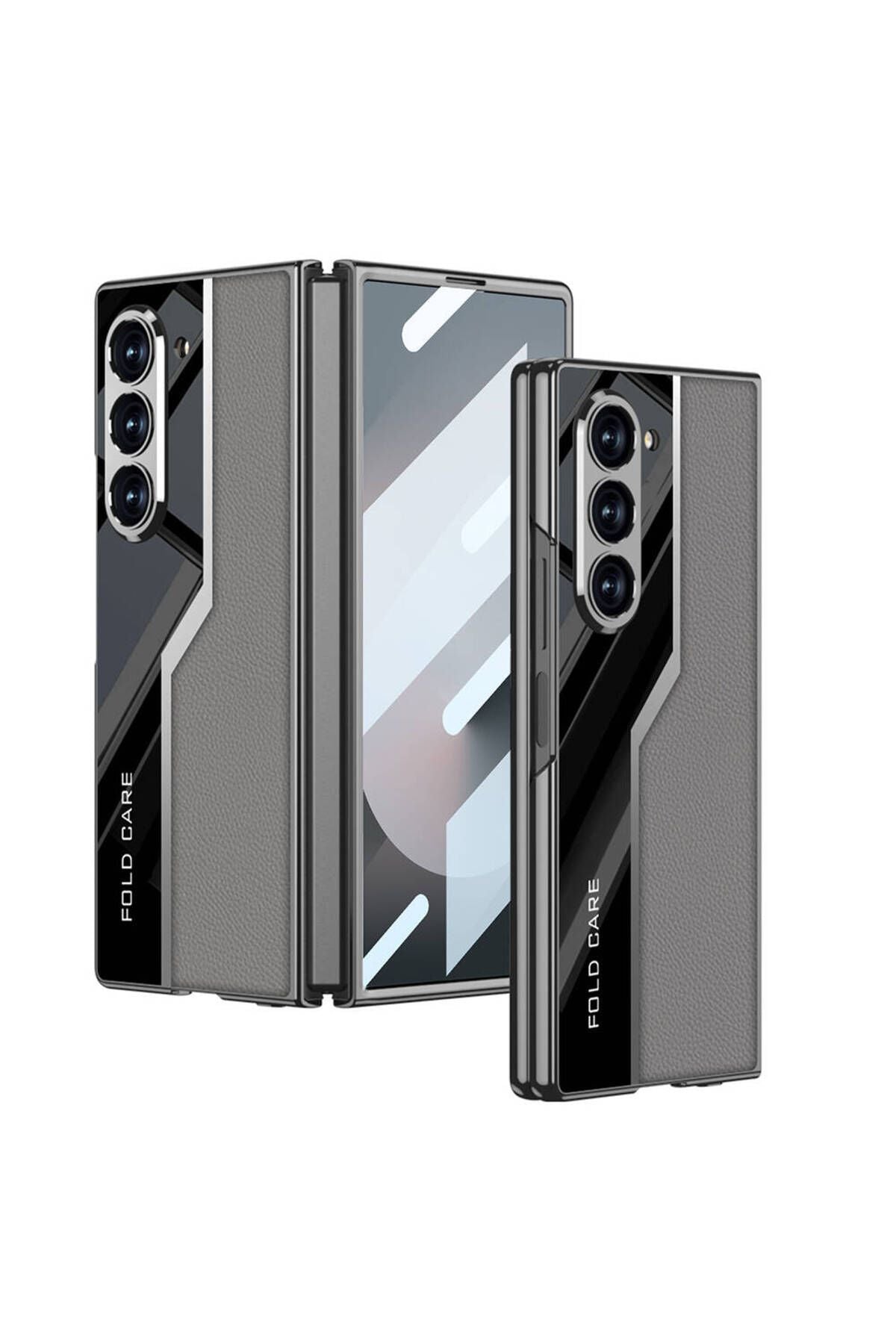 Galaxy Z Fold 6 Kılıf Ultra İnce Kamera Korumalı PC + Deri Arka Yüzey Zore Kıpta Poligan Kapak-Titan