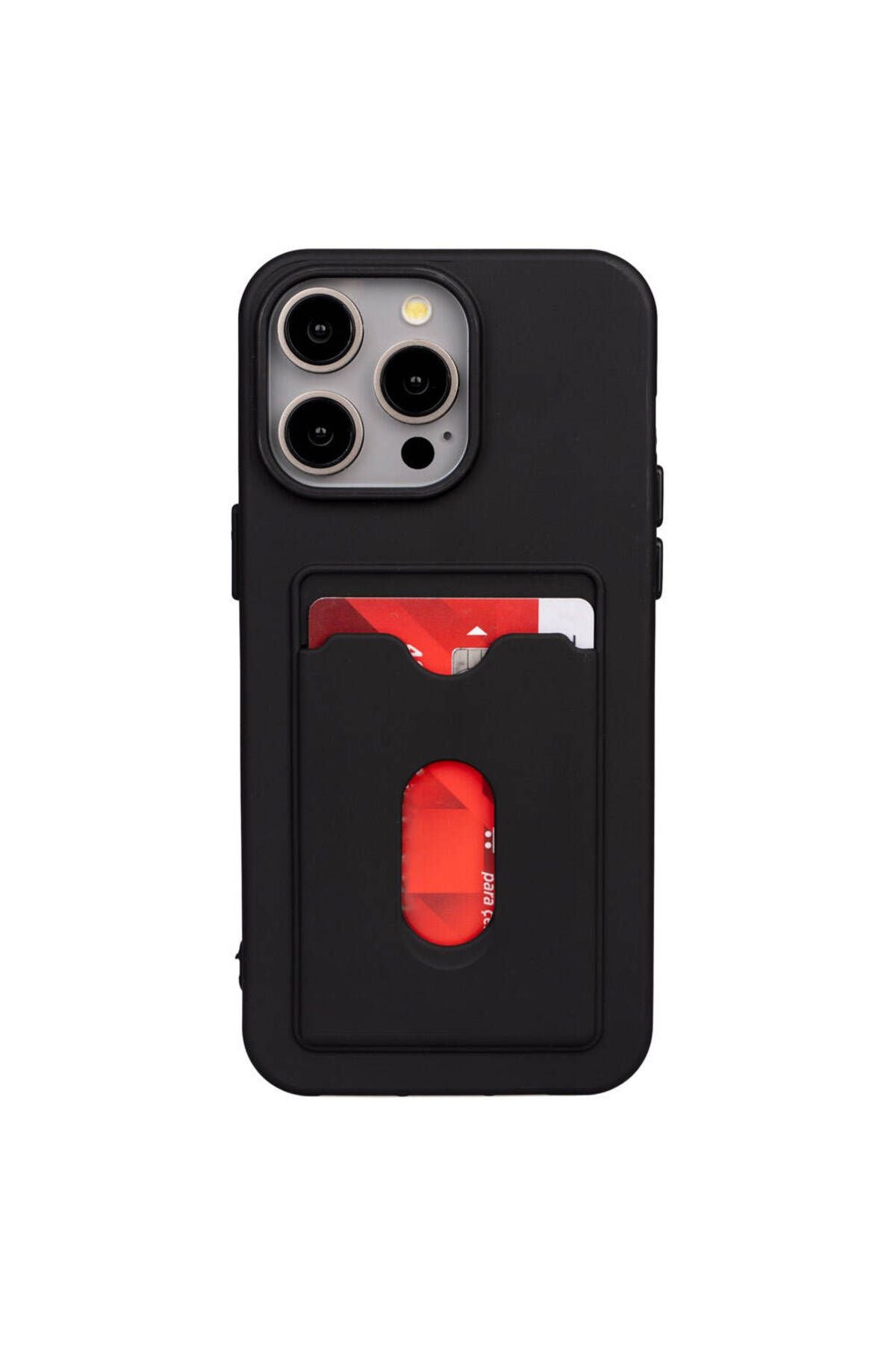 iPhone 15 Pro Kılıf Zore Dora Kartlıklı Silikon Kapak - Siyah