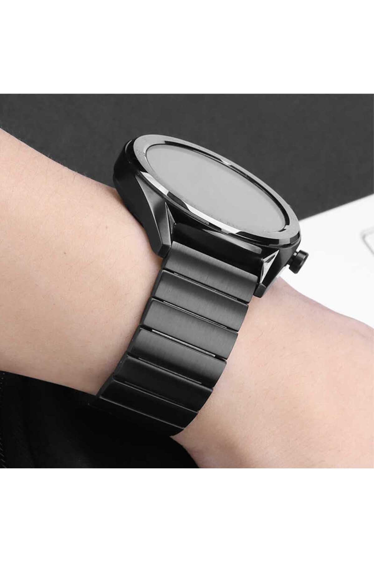 Galaxy Watch 46mm (22mm) Uyumlu KRD-16 Metal Zore Kordon-Siyah
