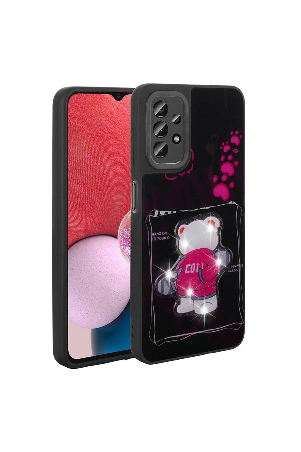 Galaxy A13 4G Kılıf Parlayan Kabartmalı İkonik Figürlü Zore Amas Silikon Kapak - Beyaz