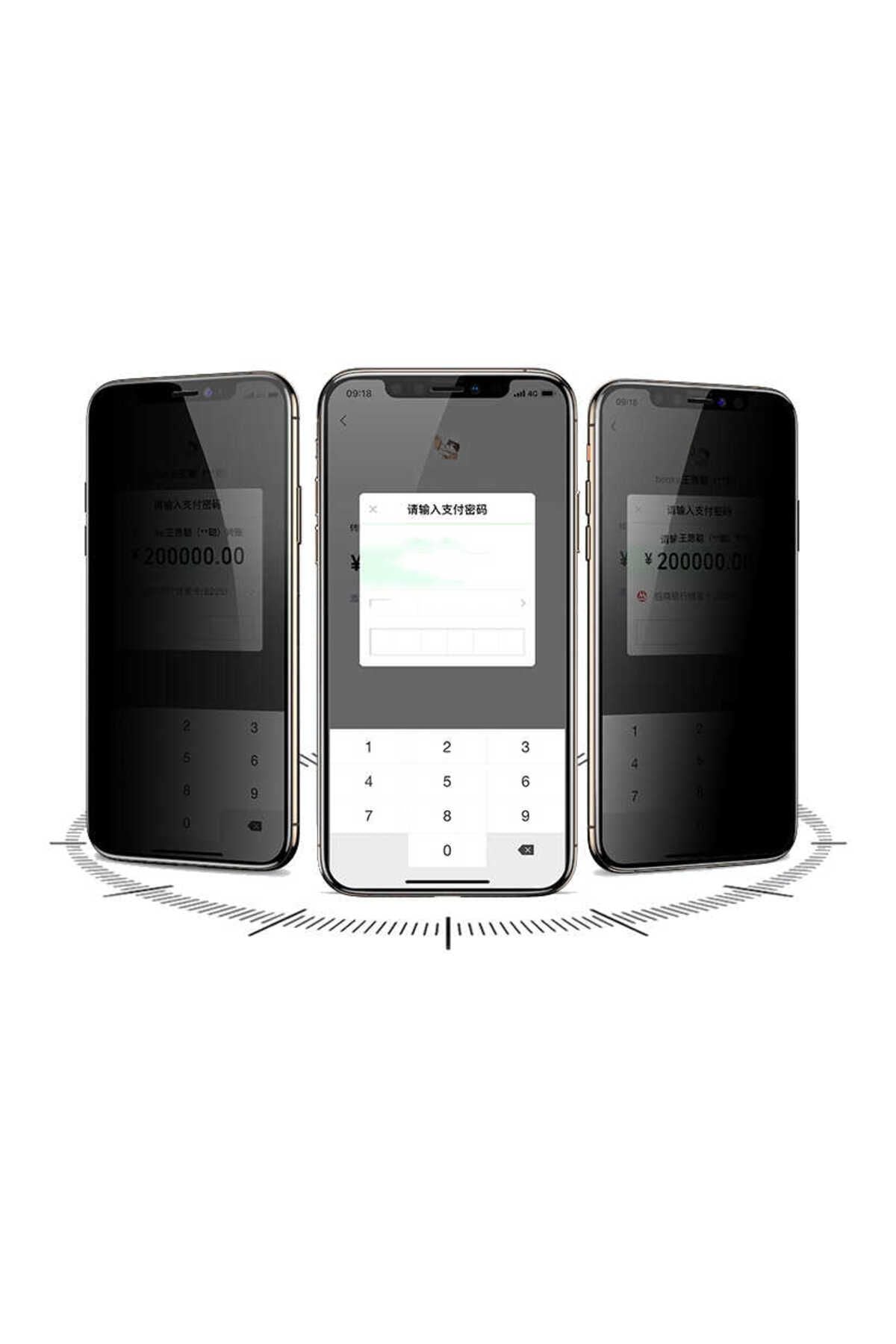 iPhone 12 Uyumlu Davin 5D Privacy Cam Zore Ekran Koruyucu
