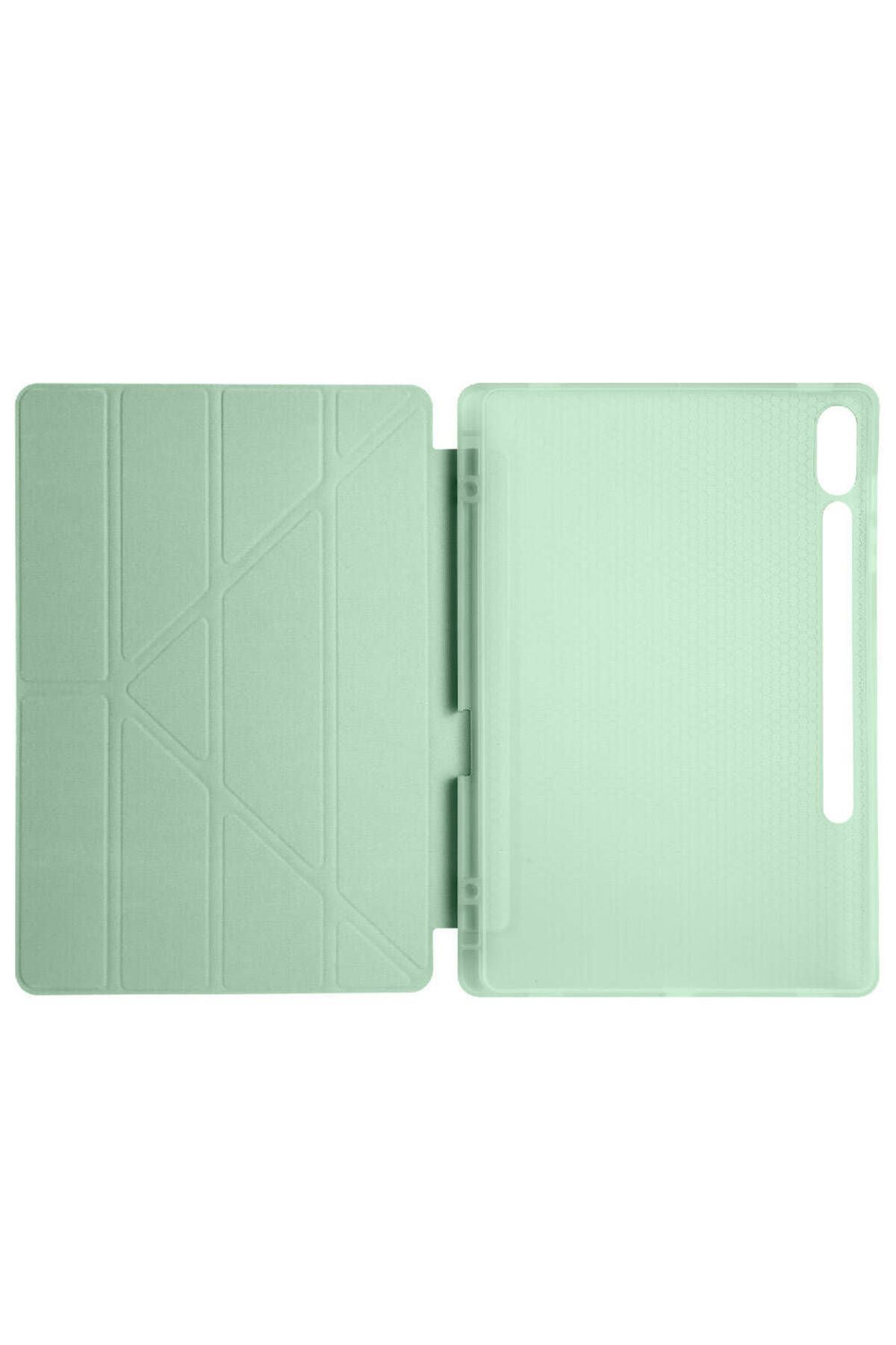 Galaxy Tab S9 Plus Kılıf Zore Tri Folding Kalem Bölmeli Standlı Kılıf - Yeşil
