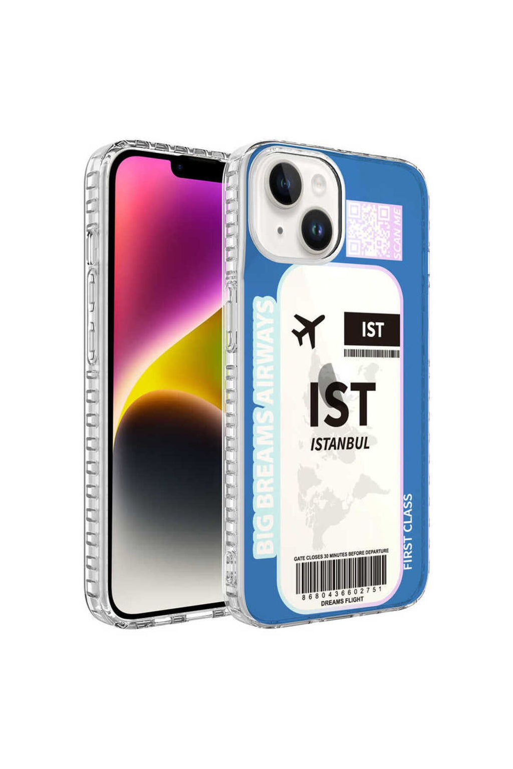 iPhone 14 Uyumlu AiHTTg Kenarlı Renkli Desenli Silikon Zore Elegans Kılıf-NO3