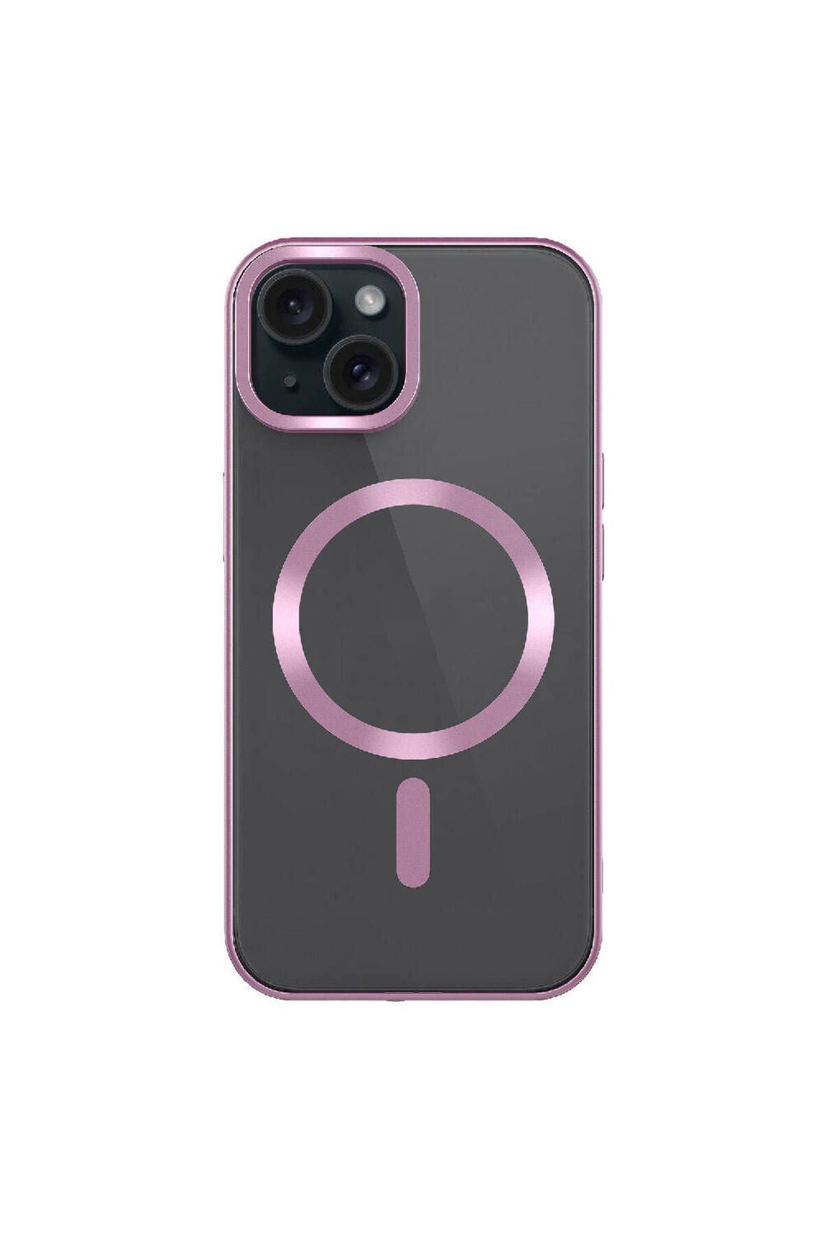 iPhone 15 Uyumlu Mat Tasarımlı Magsafe Wireless Şarj Özellikli Zore Mat Setro Kılıf-Siyah