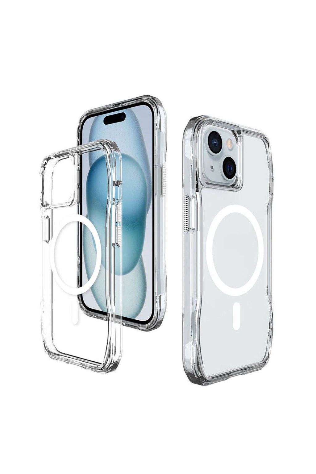 iPhone 15 Uyumlu Kılıf Magsafe Şarj Özellikli Airbagli Şeffaf SVL İncek Kapak - Şeffaf