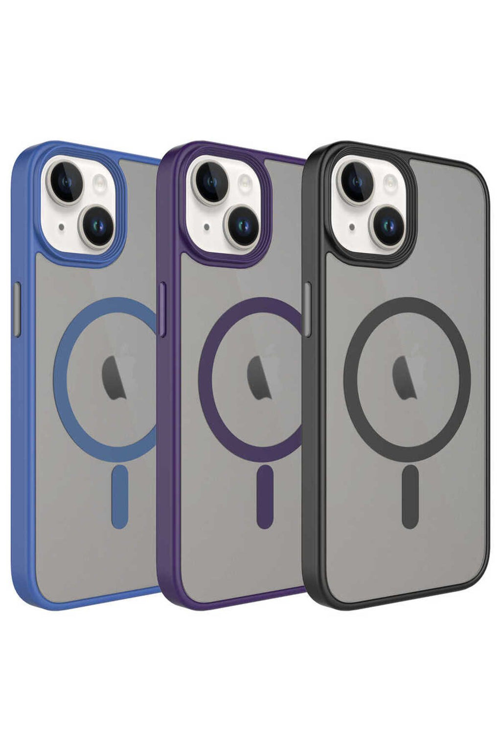 iPhone 14 Uyumlu Mat Arka Yüzey Wireless Şarj Özellikli Zore Flet Magsafe Kılıf-Mavi