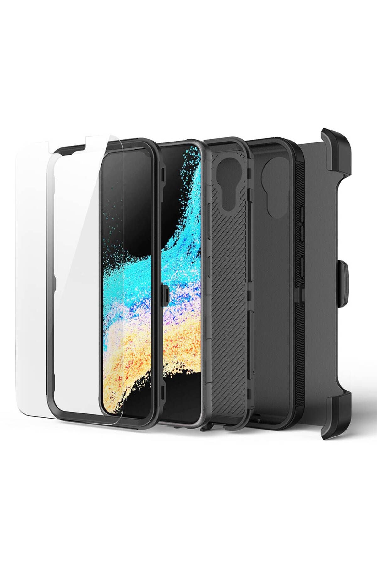 Galaxy XCover7 Pro Kılıf Zore Double Clip Kapak - Siyah
