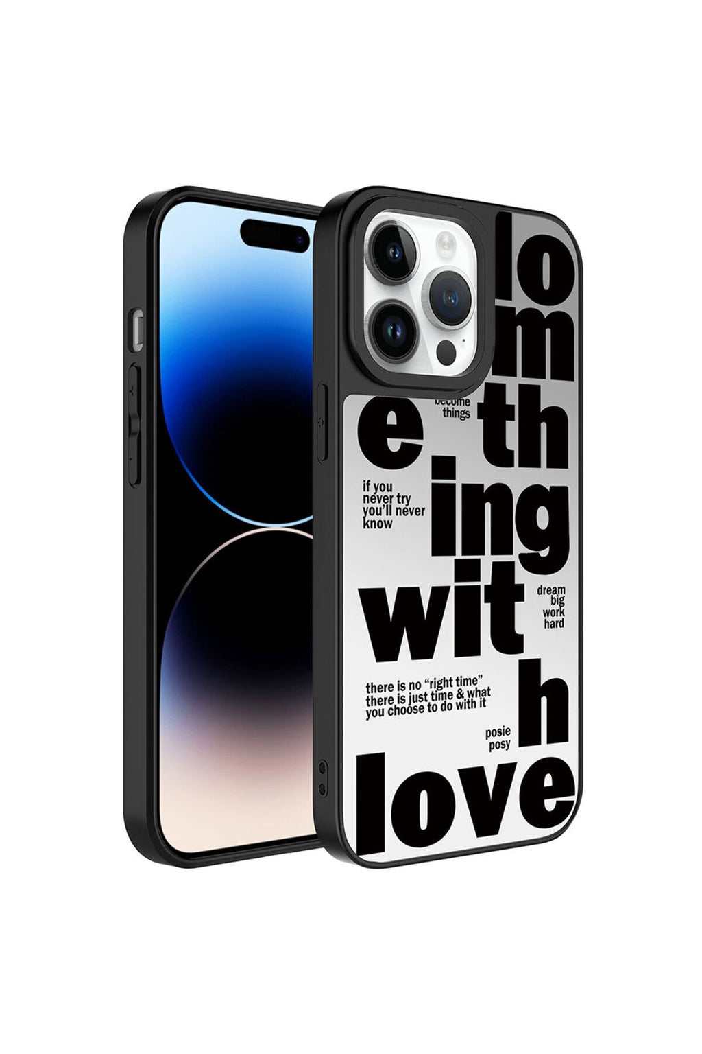 iPhone 14 Pro Uyumlu Aynalı Desenli Kamera Korumalı Parlak Zore Mirror Kılıf-Love