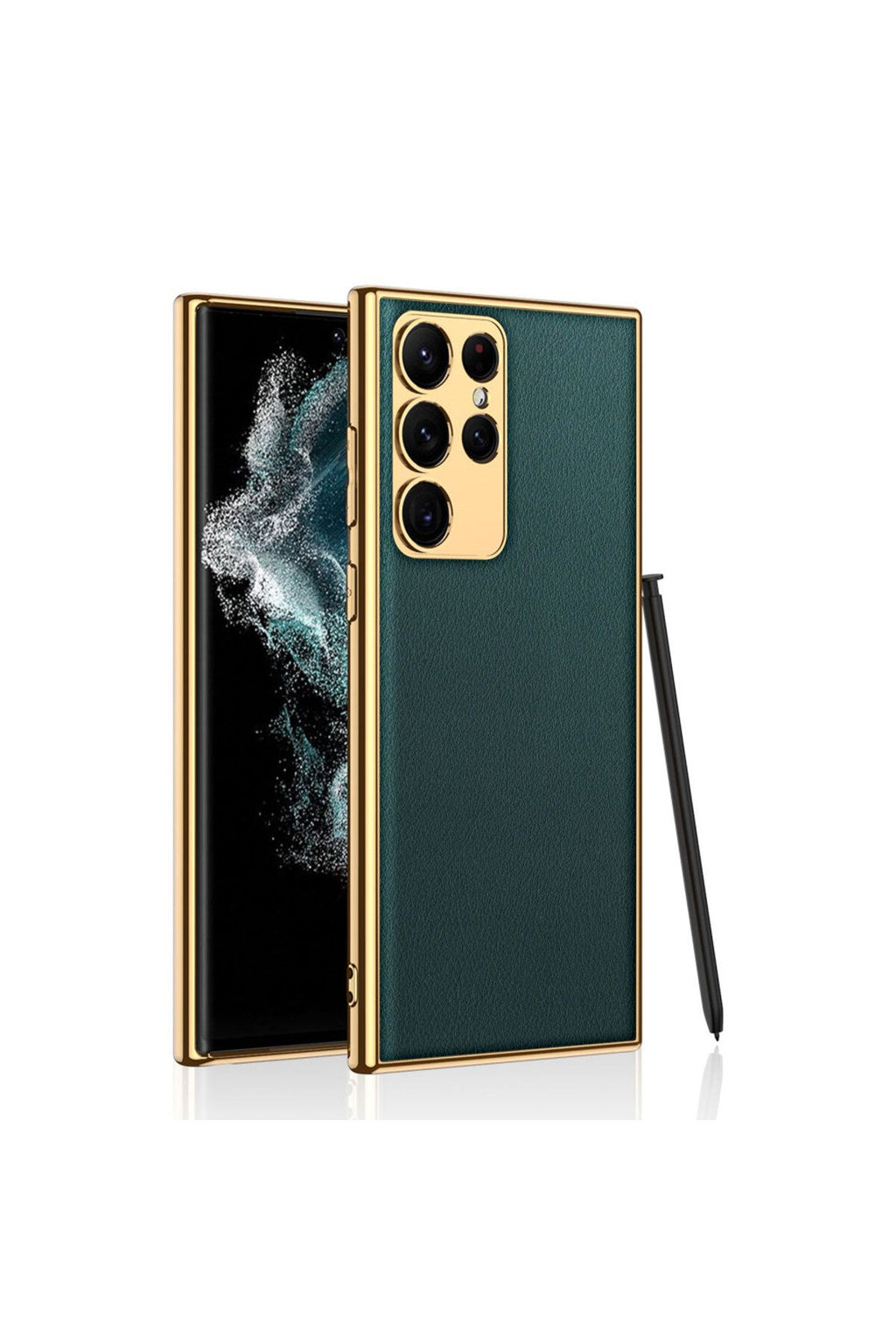 Galaxy S23 Ultra Uyumlu Deri Görünümlü Kenarları Elektroplating Kaplama Zore Fizyon Kılıf-Ko