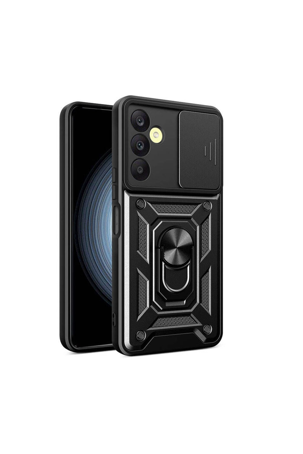 Galaxy A25 Kılıf Magnetik Standlı Kamera Korumalı Zore Sürgülü Vega Kapak - Siyah