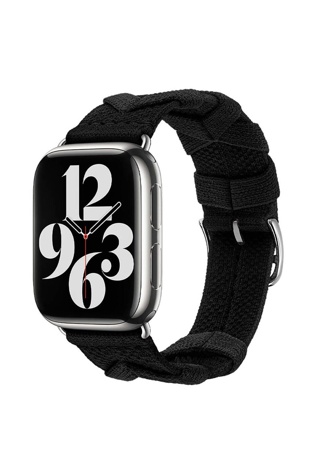 Watch 44mm Uyumlu CLO- KRD-97 Sarmal Örgü Tasarımlı Kordon-Koyu Siyah