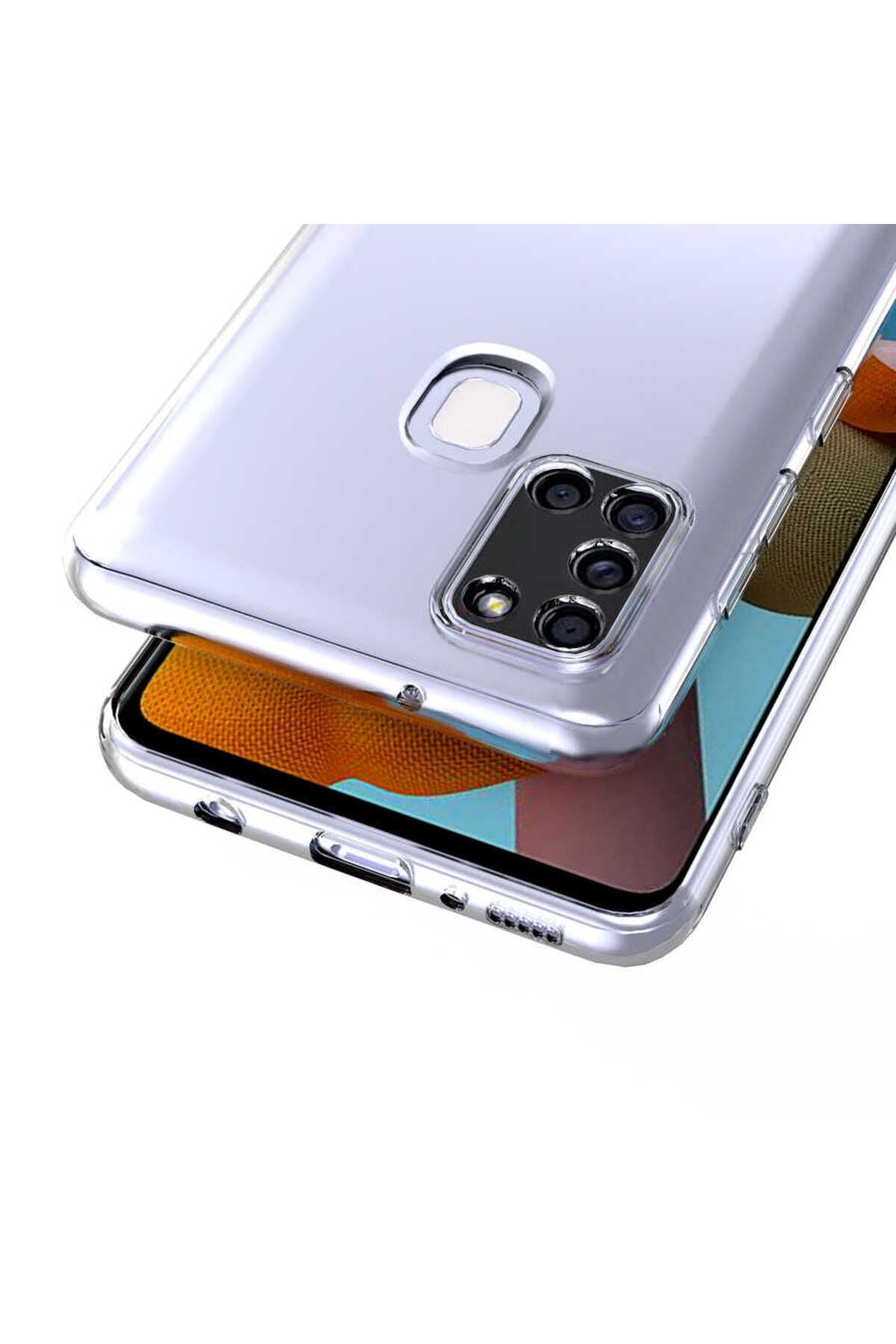 Galaxy A21S Kılıf Zore Kamera Korumalı Süper Silikon Kapak - Renksiz