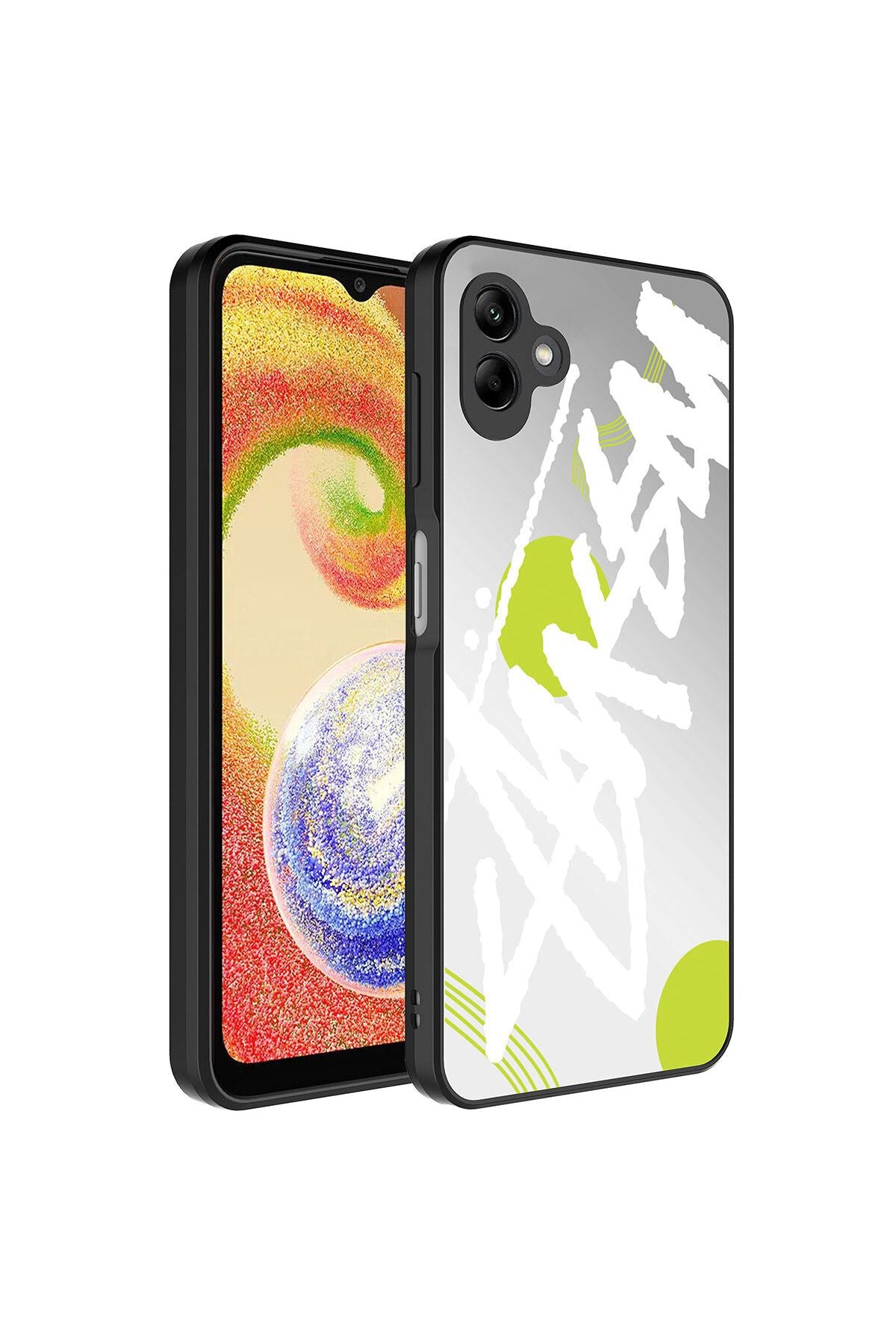 Galaxy A04 Kılıf Aynalı Desenli Kamera Korumalı Parlak TKNR Mirror Kapak - Yazı
